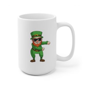 White Coffee Mug - St Patricks Day Leprechaun Floss Dancing