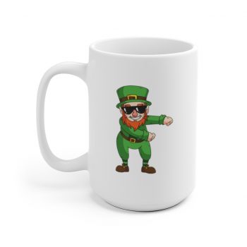 White Coffee Mug - St Patricks Day Leprechaun Floss Dancing