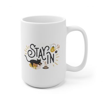 White Coffee Mug - Stay In Cat Coronavirus Covid 19