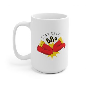 White Coffee Mug - Stay Safe Bro Elbow Bump Covid 19 Coronavirus