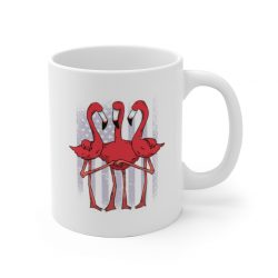 White Coffee Mug - Three Flamingos American Flag