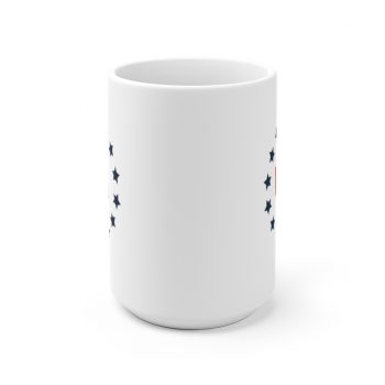 White Coffee Mug - USA 4th of July Circle of Stars