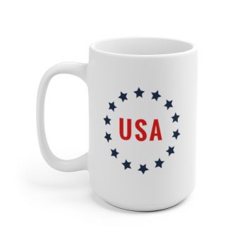 White Coffee Mug - USA 4th of July Circle of Stars