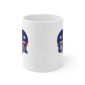 White Coffee Mug - USA Flag Heart