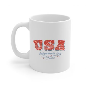 White Coffee Mug - USA Independence Day