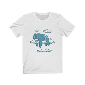 Adult Short Sleeve Tee T-Shirt Unisex - Baby Sloth Sleeping Blue