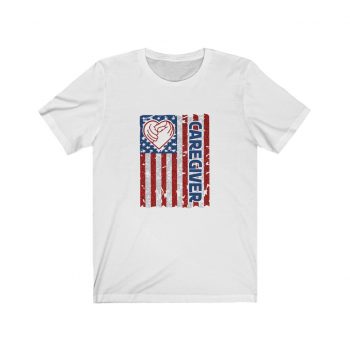 Adult Short Sleeve Tee T-Shirt Unisex - Caregiver USA Flag