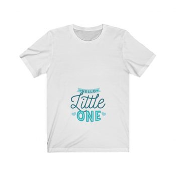 Adult Short Sleeve Tee T-Shirt Unisex - Pregnancy Pregnant - Hello Little One Blue