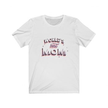 Adult Short Sleeve Tee T-Shirt Unisex - World's Best Mom Pink White