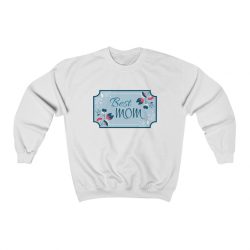 Adult Sweatshirt Unisex Heavy Blend - Best Mom Blue White Pink Flowers