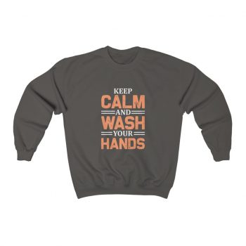 Adult Sweatshirt Unisex Heavy Blend - Keep Calm and Wash Your Hands Peach