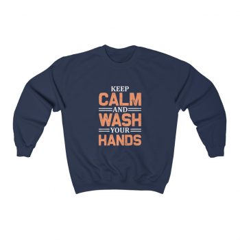 Adult Sweatshirt Unisex Heavy Blend - Keep Calm and Wash Your Hands Peach