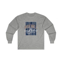 Adult Ultra Cotton Long Sleeve Tee - Baseball Mother Blue White