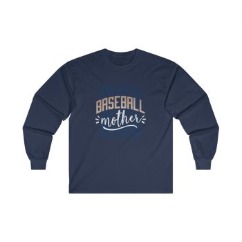 Adult Ultra Cotton Long Sleeve Tee - Baseball Mother Blue White