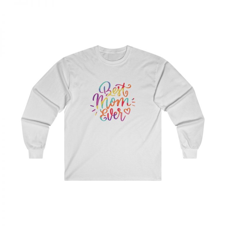 Adult Ultra Cotton Long Sleeve Tee - Best Mom Ever Colorful
