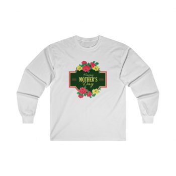 Adult Ultra Cotton Long Sleeve Tee - Happy Mothers Day Red Yellow Roses Flowers