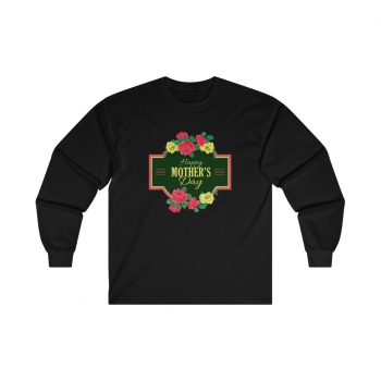 Adult Ultra Cotton Long Sleeve Tee - Happy Mothers Day Red Yellow Roses Flowers