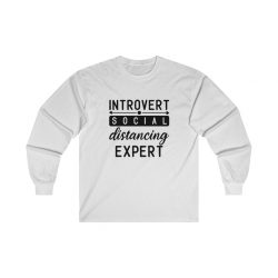 Adult Ultra Cotton Long Sleeve Tee - Introvert Social Distancing Expert