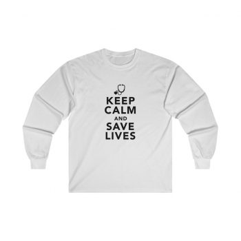 Adult Ultra Cotton Long Sleeve Tee - Keep Calm and Save Lives Nurse Doctor