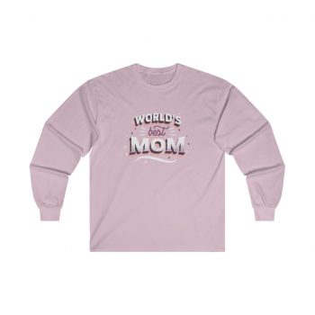 Adult Ultra Cotton Long Sleeve Tee - World's Best Mom Pink White