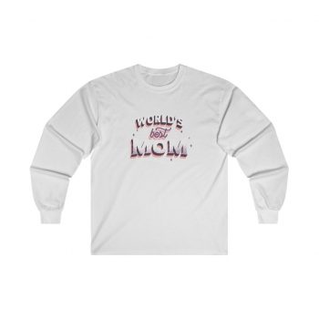 Adult Ultra Cotton Long Sleeve Tee - World's Best Mom Pink White