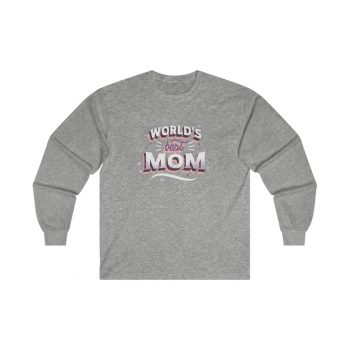 Adult Ultra Cotton Long Sleeve Tee - World's Best Mom Pink White