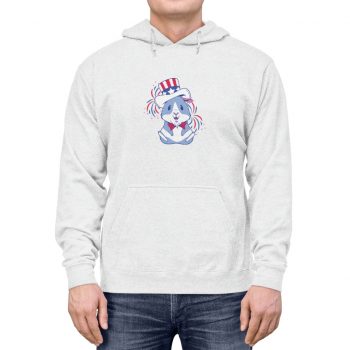 Adult Unisex Hoodie - American Guinea Pig Red Wearing White and Blue Hat