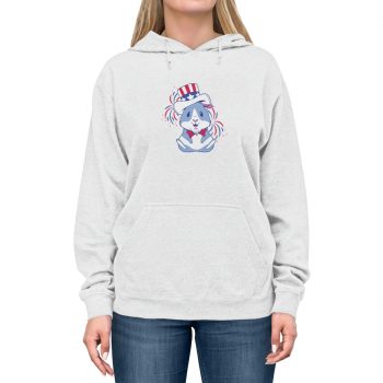 Adult Unisex Hoodie - American Guinea Pig Red Wearing White and Blue Hat