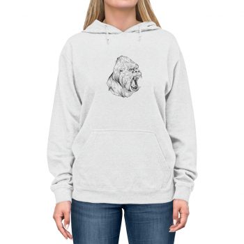 Adult Unisex Hoodie - Angry Ape Gorilla Drawing