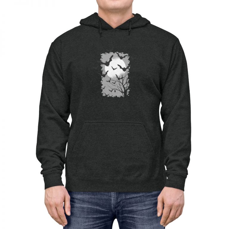 Adult Unisex Hoodie - Bats Moon Trees Night