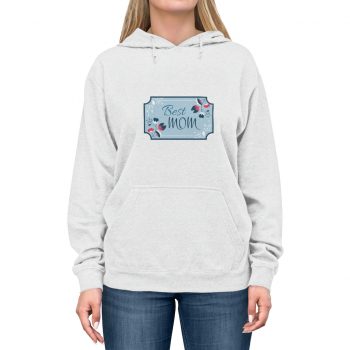 Adult Unisex Hoodie - Best Mom Blue White Pink Flowers