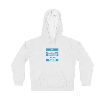 Adult Unisex Hoodie - Boy With Toilet Paper Looking For Girl Wtih Sanitizer