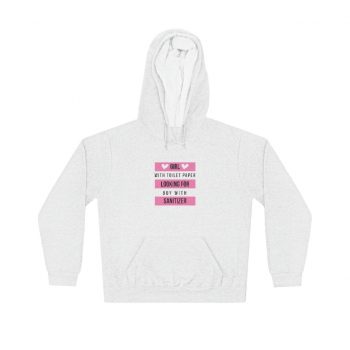 Adult Unisex Hoodie - Boy With Toilet Paper Looking For Girl Wtih Sanitizer