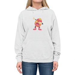 Adult Unisex Hoodie - Dancing Dabbing Easter Egg Pink Orange