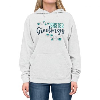 Adult Unisex Hoodie - Easter Greetings - Blue Turquoise Teal