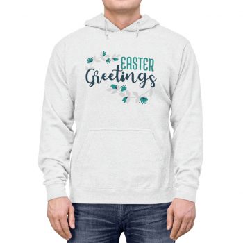 Adult Unisex Hoodie - Easter Greetings - Blue Turquoise Teal