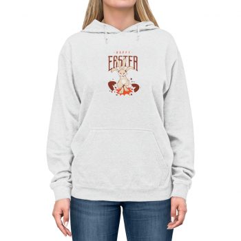 Adult Unisex Hoodie - Easter Greetings - Happy Easter - Bunny Jumping on Eggs