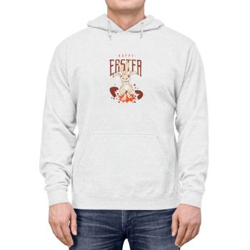 Adult Unisex Hoodie - Easter Greetings - Happy Easter - Bunny Jumping on Eggs