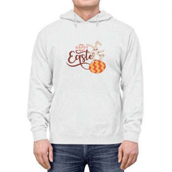 Adult Unisex Hoodie - Happy Easter - Bunny Balancing on a Easter Egg