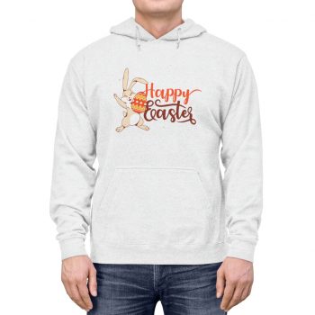 Adult Unisex Hoodie - Happy Easter - Bunny Holding an Easter Egg