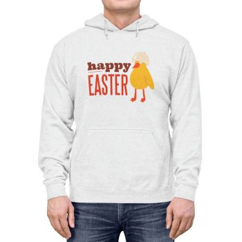 Adult Unisex Hoodie - Happy Easter - Chick Wearing a Broken Egg