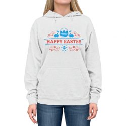 Adult Unisex Hoodie - Happy Easter - Easter Basket Bunny Red Blue