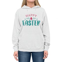 Adult Unisex Hoodie - Happy Easter Pink Blue Easter Egg