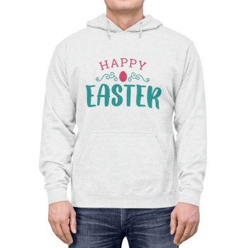 Adult Unisex Hoodie - Happy Easter Pink Blue Easter Egg