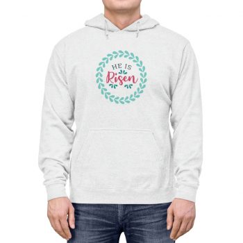 Adult Unisex Hoodie - He Has Risen - Pink Blue Turquoise Teal