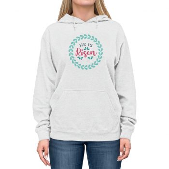 Adult Unisex Hoodie - He Has Risen - Pink Blue Turquoise Teal