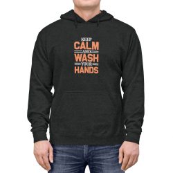 Adult Unisex Hoodie - Keep Calm and Wash Your Hands Peach