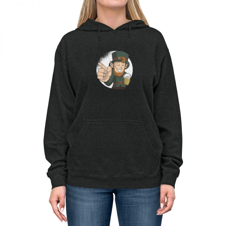 Adult Unisex Hoodie - Leprechaun Wink Winking Beer St Patricks