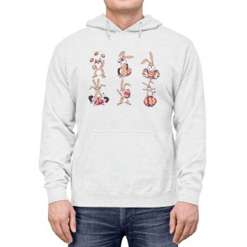 Adult Unisex Hoodie Several Colors - Easter Bunnies with Easter Eggs Bunny