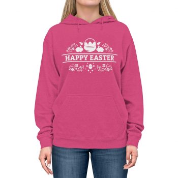 Adult Unisex Hoodie Several Colors - Happy Easter - Eggs Basket Bunny